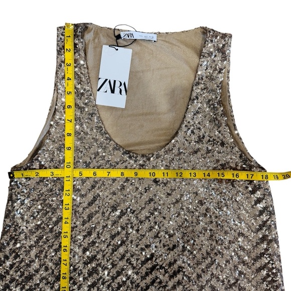 Zara gold sequin knit mini dress BLOGGERS FAVORITE!!!! NWT - Picture 14 of 16